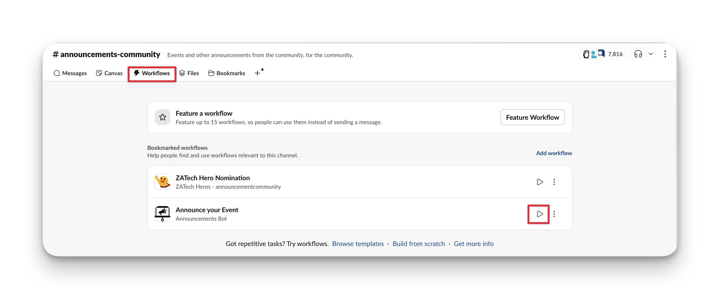 Workflow Announcements Community