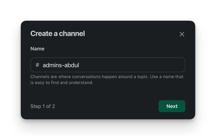 Create a private channel