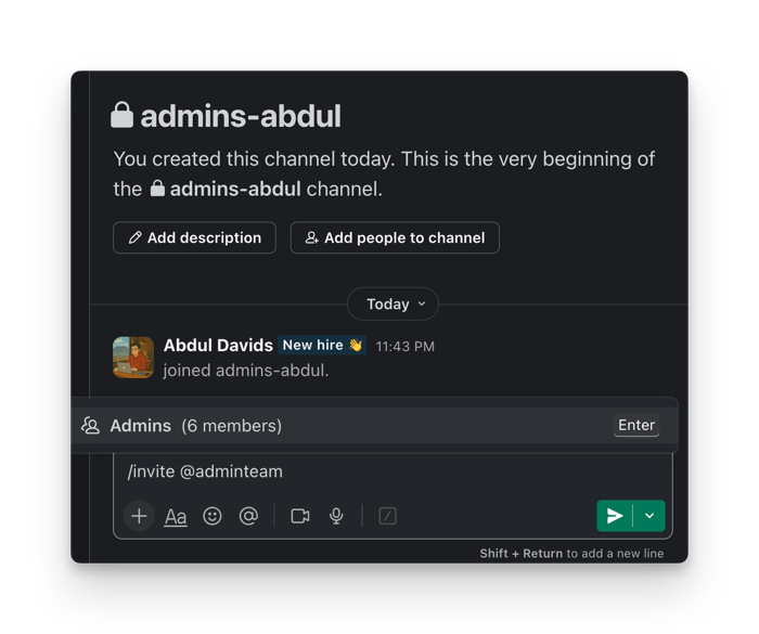 Invite the admin team